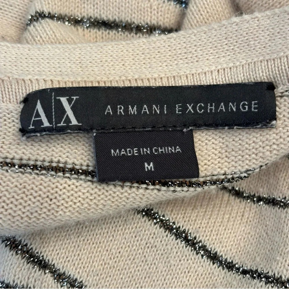 🛍️3/$30 Armani exchange women’s striped punk studded sweater in size medium - Picture 7 of 7
